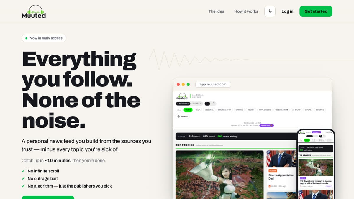 Muuted news feed app