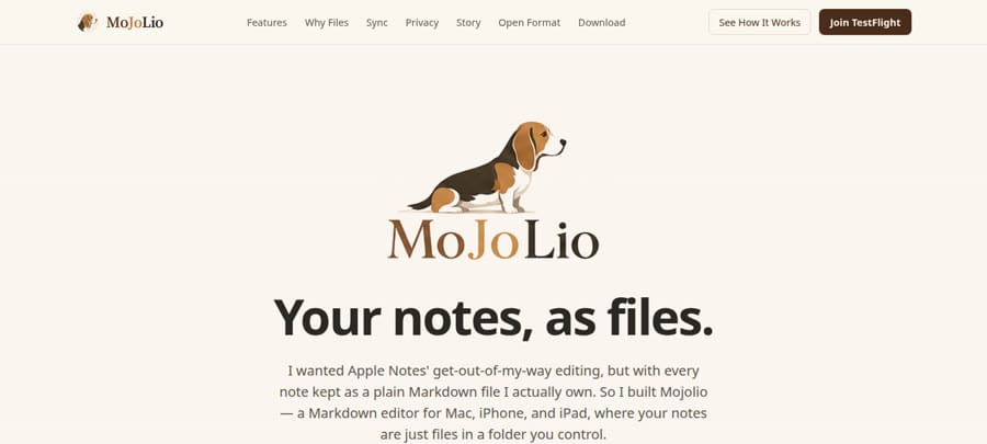 Mojolio notes app